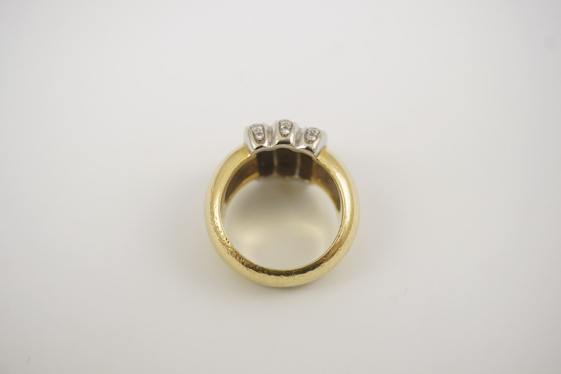 A modern Mappin & Webb Italian 18k gold and three row diamond cluster set dress ring